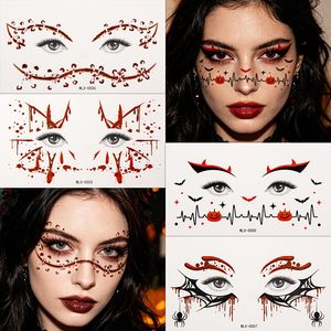 Autocollants de maquillage gothiques effrayants pour Halloween, pour enfants et adultes, effet <span class=keywords><strong>3D</strong></span> toile d'araignée, fard à paupières, tatouage temporaire pour le visage, accessoire d'art corporel - Product Image 5