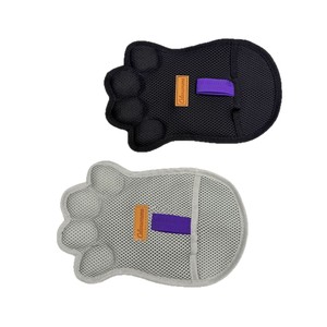 Gants de toilettage pour animaux de compagnie en forme de patte de chat, gris, en polyester, pour chats à poils longs - Product Image 2