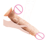 Consoladores grandes de silicona líquida de empuje a bajo precio, pene Artificial portátil Flexible, consolador femenino con ventosa