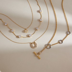 New Arrival Personalized 18K Gold Stainless Steel Unique Hypoallergenic Silver Flower Party Oval Link <b>T</b> <b>Bar</b> OT Clasp Women - Product Image 1