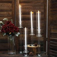 Porte-bougies coniques en verre cristal transparent 14'', 18'', 22'', 26'' – Écologiques et durables pour centres de table de mariage