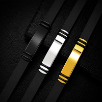 Bracelet en silicone et acier inoxydable multi-couleurs gravable, style simple et tendance pour le bureau/carrière, vente en gros