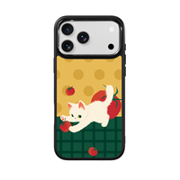 Coque de téléphone AG Feeling Black Edge avec motif chat tomate doré pour iPhone 17, 17 Pro Max, 16 Pro, 15, 15 Pro Max, 15 Pro, 14 Pro Max – Coque magnétique