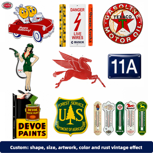 Letrero Esmaltado con Forma Personalizada de <span class=keywords><strong>Felix</strong></span> el Gato Chevrolet, Versión 2, Placa de Porcelana Envejecida Estilo Hot Rod para Decoración de Garaje o Cuarto de Hombre - Product Image 6