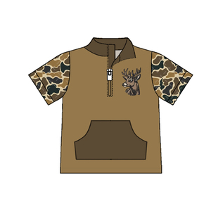 Chemise à manches courtes pour garçons, vêtements de chasse au cerf, chien de chasse, vêtements de pêche, vêtements pour enfants, vente en gros, mode, frère, bébé garçon, chemise à manches courtes - Product Image 4