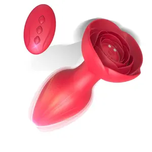 Venta al por mayor macho control remoto Rose anal vibrador anal plug hombres anal vibrador Rose Butt PLUG