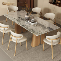 Collection de meubles de salle à manger en marbre naturel de luxe haut de gamme, design moderne, table à manger polie et imperméable