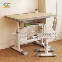 Mesa e Cadeira de Estudo Ajustáveis em Altura da Fábrica da China com Estante e Cesto, Cadeira Estudantil para Sala de Aula, Fornecimento por Atacado