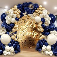 Kit d'arche de ballons bleu marine et or personnalisé, ballons en latex doublement garnis, pour célébrations, baby shower, anniversaire, mariage, fournitures de fête