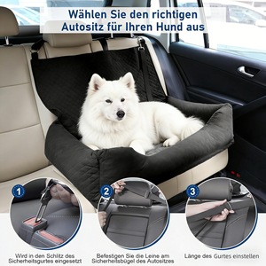 Funda de asiento de coche para perros con cama, rectangular, negra, asiento de seguridad para viajes de mascotas. - Product Image 3