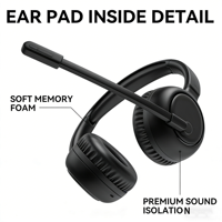 Casque sans fil à réduction de bruit ENC, casque Bluetooth supra-auriculaire avec micro, batterie longue durée, pour centre d'appels, conférence, bureau
