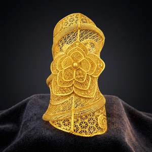 Wholesale 14K18K24K Gold Plated Wide Kada Intricate Floral Openwork Forming Kada Bracelet Dubai Style Arabic <b>Bridal</b> Kada Jewelry - Product Image 3