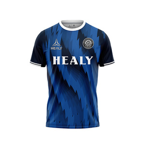 Produsen Kaos Sublimasi Kain Polyester Dry Fit HEALY, Kaos V-Neck Sepak Bola Custom untuk Pria - Product Image 5