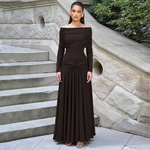 Long Sleeve Plain Maxi Dresses