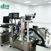 Machine de marquage laser industrielle à double tête avec alimentation automatique par plaque vibrante pour le codage double face des bouchons de bouteilles