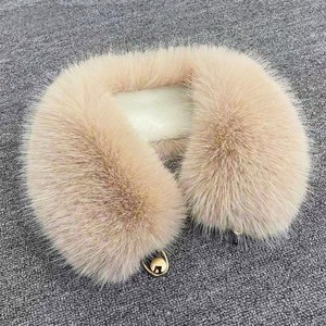 Women Fluffy Faux Fox Fur Scarf Warm Snap <b>Neck</b> <b>Warmer</b> Comfortable Artificial Rabbit Fur Lining Scarf for Party Night Out - Product Image 5