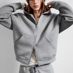 Sweat à capuche zippé épais pour homme, printemps et automne, décontracté, coupe ample, personnalisé, avec motif uni et col à capuche - Product Image 3