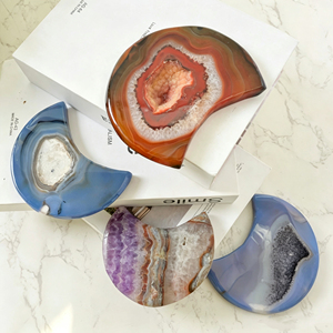 Fetta di Agata Blu Naturale a Mezzaluna con Geode Druzy, Supporto in Cristallo per Decorazione Casa e Ufficio, Regalo Celeste Curativo, Vendita all'Ingrosso - Product Image 5