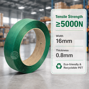 Ruban de cerclage industriel vert PET haute résistance pour matériaux de construction et palettes, livraison directe - Product Image 2