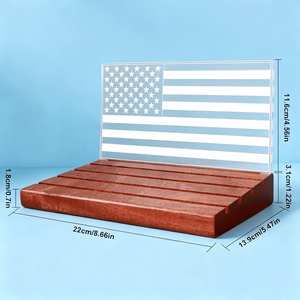 Espositore per Monete Commemorative - Vetrina per Monete con Bandiera Americana e Luce Bianca Calda, Supporto in Legno, Regalo per Lui, Papà - Product Image 6