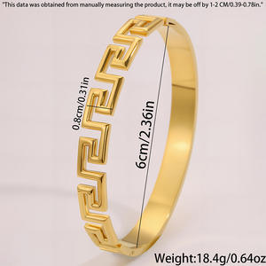 नई डिजाइन महिला उपहार धातु स्टेनलेस स्टील चांदी/सोने की ग्रीस कुंजी महान दीवार पैटर्न महिला ब्रेसलेट बिंगल गहने - Product Image 5