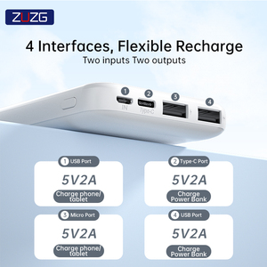 ZUZG Factory Wholesale Price Portable Ultra Slim 10000mAh Power Bank 10W Mobile 10000mAh - Product Image 3