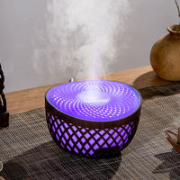 Nouvel arrivage Humidificateur d'huiles essentielles légères colorées 320ml Ménage Usb Mist Tour de grains en bois Diffuseur d'aromathérapie