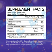 Gummies de mélatonine en marque blanche 5mg 10mg sans sucre pour le sommeil, formule et emballage personnalisés, fabricant OEM
