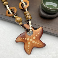 Collier long vintage ethnique tendance avec perles en alliage métallique et diamants, chaîne de pull unisexe pour vêtements