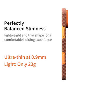 Étui antichoc de luxe à double couche en <span class=keywords><strong>fibre</strong></span> d'aramide magnétique estampée à chaud, ajustement parfait, pour téléphone portable 17 (Prêt à expédier) - Product Image 3