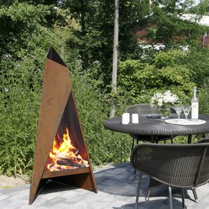 Brasero extérieur minimaliste en Corten, pour terrasse de villa et chauffage de cour, conception de combustion efficace sans fumée à flux d'air contrôlé - Product Image 5