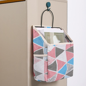 Bolsa de almacenamiento de tela para colgar en la pared, organizador de múltiples bolsillos, material de algodón, sin perforaciones, para uso en oficina, dormitorio y baño - Product Image 3