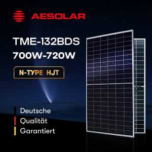 AE Solar 720W BIFACIAL Doppelglas - N-TYP HJT Solarmodul 132 Halbzellen |   210mm Silberrahmen Tier1 Solarmodul - Product Image 4