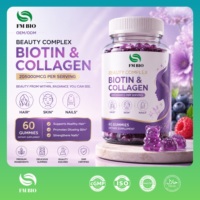 Gummies de beauté à la biotine et au collagène, marque privée OEM ODM, pour soutenir les cheveux, la peau et les ongles, 60 pièces, complément alimentaire certifié GMP