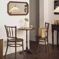 Chaise de salle à manger vintage en bois de hêtre massif, joints à mortaise et tenon, design nordique du milieu du siècle, finition antique pour café et restaurant