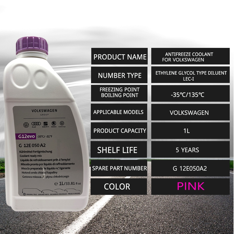 Quality Guarantee Liquid Antifreeze Coolant 1 Liter Pink G12E050A2 for Volkswagen Audi Skoda Auto Parts Image 6