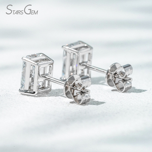 Starsfine Diamant Stud <b>Earring</b> Classic Style Fine jewelry Single Diamante Pendiente 10K Gold Radiant Lab Grown Diamond <b>Earrings</b> - Product Image 4