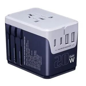 Worldplug CE/FCC Adaptor colokan internasional 63W pengisi daya Cepat Adaptor perjalanan Universal dunia dengan USB dan tipe-c