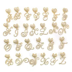 foxi jewelry wholesale gold silver plated cursive letters cubic zirconia women pendant necklace