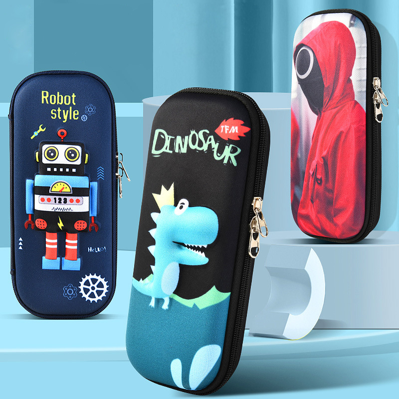 Многоуровневый пенал для начальной школы с 3D рисунками из мультфильмов Детский многофункциональный большой силиконовый пенал