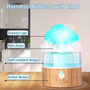 260ML Mushroom <strong>Cloud</strong> Desk Humidifier <strong>Rain</strong> Drop Raindrop Aromatherapy Essential Oil Diffuser 7 <strong>Night</strong> <strong>Light</strong> Colors for Household - Product Image 5