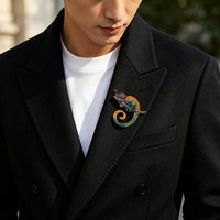 Nuevas llegadas: Broche de camaleón de diamante de colores de alta calidad, con diseño de animal de cristal y pedrería, para hombre y mujer, joyería.