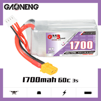 Batterie LiPo RC GNB GAONENG 1700mAh 3S 11.4V HV 60C avec connecteur XT60 pour voiture RC, drone, bateau RC, vente en gros directe d'usine