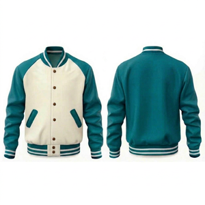 Blouson Teddy Homme Violet en Coton/Laine Écologique Coupe-Vent avec Boutons en Corne Style Preppy Coupe Droite pour l'Hiver - Product Image 1