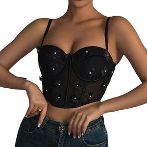 Crop Top Débardeur Corset Floral Tendance Sexy en Dentelle pour Femmes, Lingerie Féminine - Product Image 2