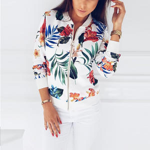 Veste pour femmes grande taille K185, veste rétro à imprimé floral, vêtements d'extérieur à manches longues pour femmes, veste bomber courte - Product Image 4
