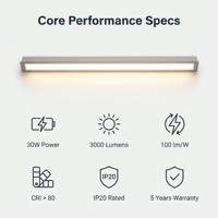Lampu LED Linear Tersembunyi 3FT 24W 914mm 2400lm Opal Diffuser Trimless Lampu Plafon Aluminium 6063 6500K Dapat Disambungkan untuk Ruang Konferensi