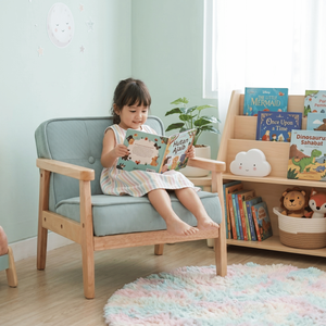 Sillón Individual para Niños Pequeños, Estructura de Madera Maciza, Tela de Pana, Ergonómico, Plegable, Moderno, Portátil, Ecológico, para Comedor y Dormitorio - Product Image 1