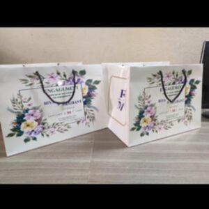Floral Engagement Gift Paper <b>Bags</b> With Twisted Handles Art Paper Offset Printing Recyclable Luxury Style - Product Image 5