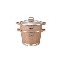 Couscoussier marocain en aluminium antiadhésif avec revêtement en granit de 24 cm